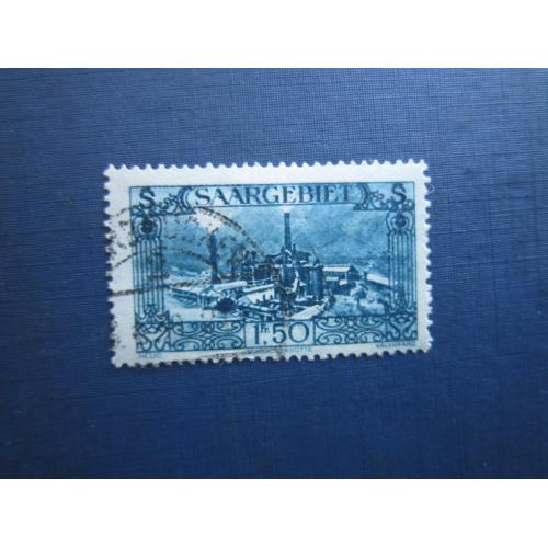 Марка Німеччина Плебісцит Саар 1926 стандарт архітектура завод 1.5 франка гаш