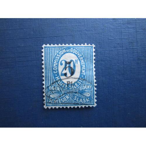 Марка Німеччина Плебісцит Верхня Сілезія 1920 наддрук 5/20 пф гаш КЦ 3.5 $