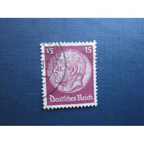Марка Німеччина Рейх 1934 стандарт Гінденбург 15 пф гаш