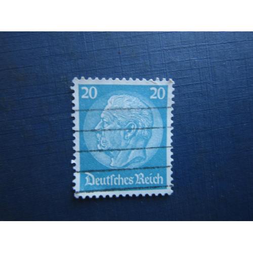 Марка Німеччина Рейх 1934 стандарт Гінденбург 20 пф гаш