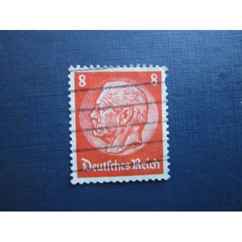 Марка Німеччина Рейх 1934 стандарт Гінденбург 8 пф гаш