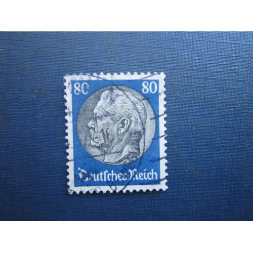 Марка Німеччина Рейх 1934 стандарт Гінденбург 80 пф гаш КЦ 2.5 $