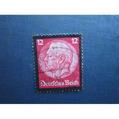 Марка Німеччина Рейх 1934 стандарт Гінденбург посмертний 12 пф гаш