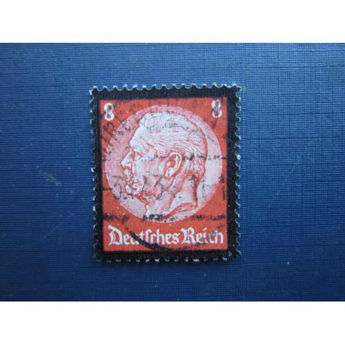 Марка Німеччина Рейх 1934 стандарт Гінденбург посмертний 8 пф гаш