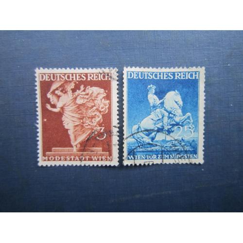 2 марки Німеччина Рейх 1941 архітектура Весняний ярмарок Відень 3 та 25 пф гаш