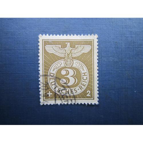 Марка Німеччина Рейх 1943 канцелярська стандарт свастика 3 пф гаш