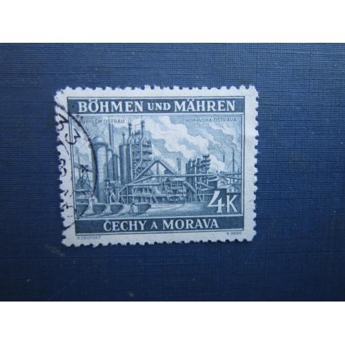 Марка Німеччина Рейх Богемія та Моравія 1939 архітектура Моравська Острава завод 4 кр гаш