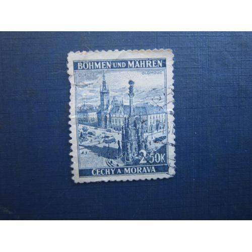 Марка Німеччина Рейх Богемія та Моравія 1939 архітектура Оломоуц 2.5 кр гаш