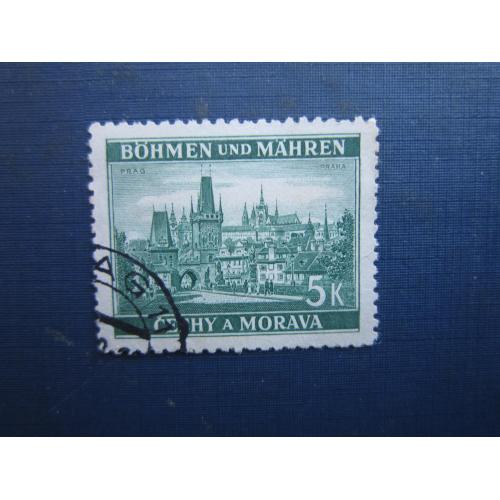 Марка Німеччина Рейх Богемія та Моравія 1939 архітектура Прага 5 кр гаш