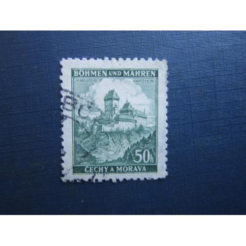 Марка Німеччина Рейх Богемія та Моравія 1939 архітектура замок Карлштейн 50 гел гаш