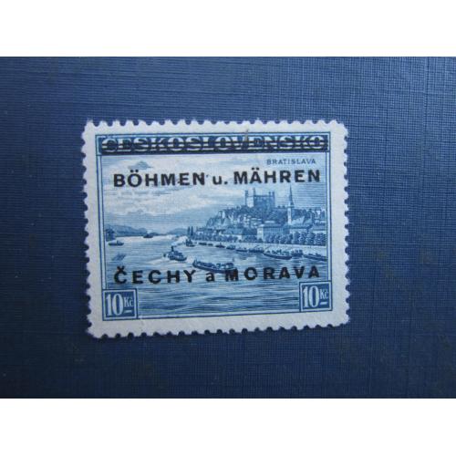 Марка Німеччина Рейх Богемія та Моравія 1939 стандарт Братислава кораблі 10 крон без клею КЦ 6 $