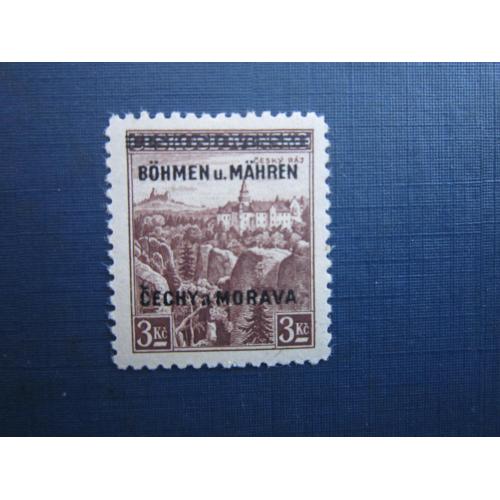 Марка Німеччина Рейх Богемія та Моравія 1939 стандарт Чеський рай 3 крони MLH