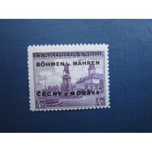 Марка Німеччина Рейх Богемія та Моравія 1939 стандарт Маріанске-Лазне 4 крони MH КЦ 5.5 $