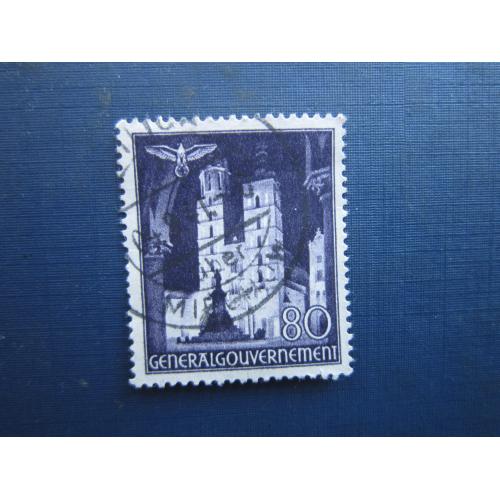 Марка Німеччина Рейх Генералгубернаторство (Польща) 1940 архітектура Краків 80 грош гаш