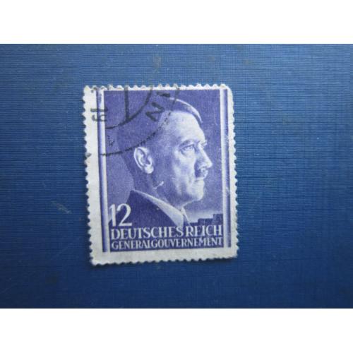 Марка Німеччина Рейх Генералгубернаторство (Польща) 1941 Гітлер 12 пф гаш КЦ 1.75 $