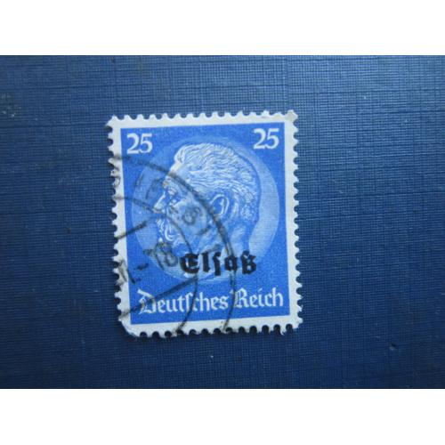 Марка Німеччина Рейх Окупація Ельзасу 2-га Світова війна 1940 Гінденбург наддрук 25 пф гаш