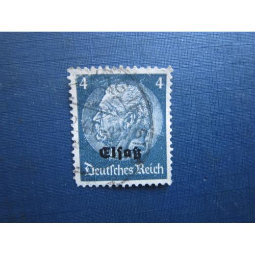 Марка Німеччина Рейх Окупація Ельзасу 2-га Світова війна 1940 Гінденбург наддрук 4 пф гаш