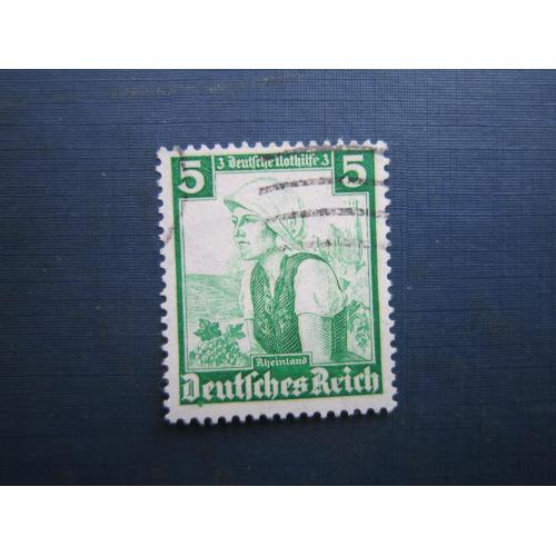 Марка Німеччина Третій Рейх 1935 національні костюми головні убори 5 пф гаш