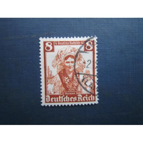 Марка Німеччина Третій Рейх 1935 національні костюми головні убори 8 пф гаш
