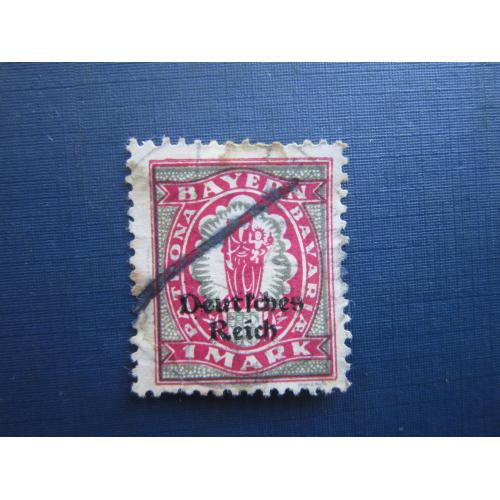 Марка Німеччина Веймарська республіка 1920 наддрук на марках Баварії 1 мар гаш КЦ 2.5 $