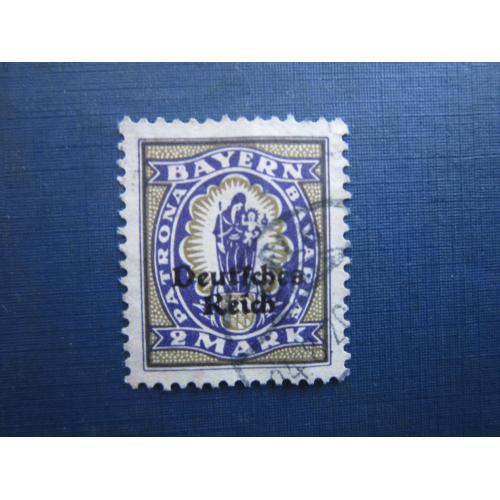 Марка Німеччина Веймарська республіка 1920 наддрук на марках Баварії 2 мар гаш КЦ 5 $