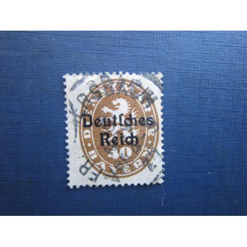 Марка Німеччина Веймарська республіка 1920 наддрук на марках Баварії службова 40 пф гаш