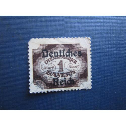 Марка Німеччина Веймарська республіка 1920 службова наддрук на марке Баварії 1 мар гаш