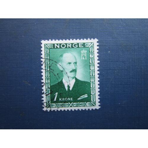 Марка Норвегія 1946 стандарт король Хокон VII 1 крона гаш