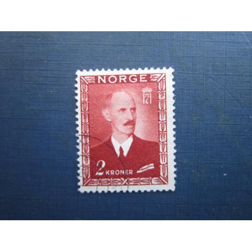 Марка Норвегія 1946 стандарт король Хокон VII 2 крони гаш