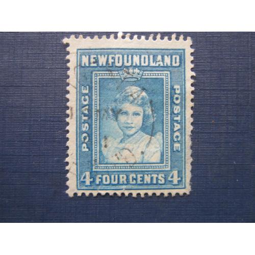 Марка Ньюфаундленд Британский 1938 королевская семья 4 цента синяя гаш