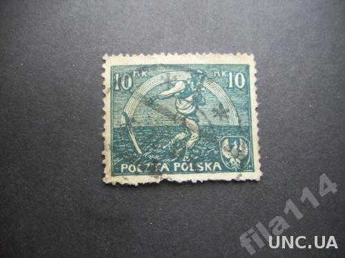 марка Польша 1921 сеятель 10 м
