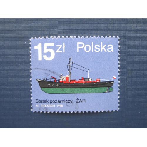 Марка Польша 1988 транспорт корабль катер гаш