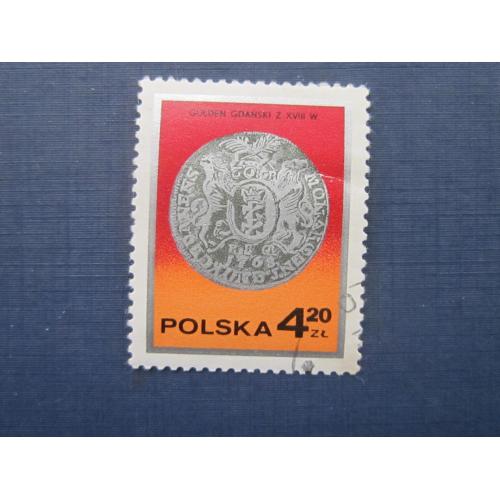 Марка Польша монета на марке Гданьский гульден гаш