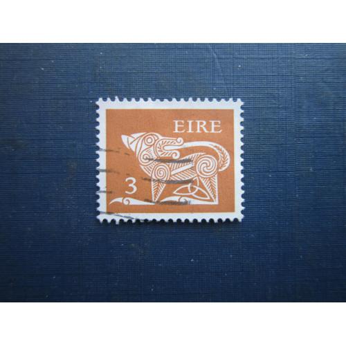 Марка Ірландія 1971 стандарт символіка фауна собака вовк 3 пен гаш