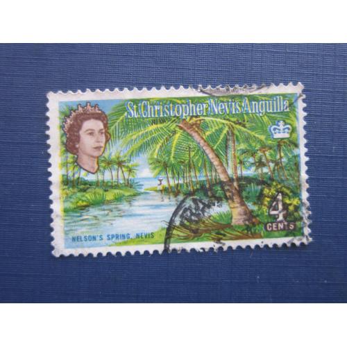 Марка Сент-Кристофер Невис Ангилья 1963 флора кокосовые пальмы гаш