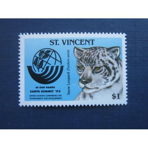 Марка Сент Винсент 1992 фауна барс снежный леопард ирбис MNH