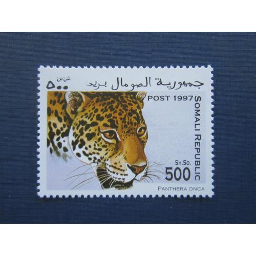 Марка Сомали 1997 фауна дикие кошки ягуар MNH