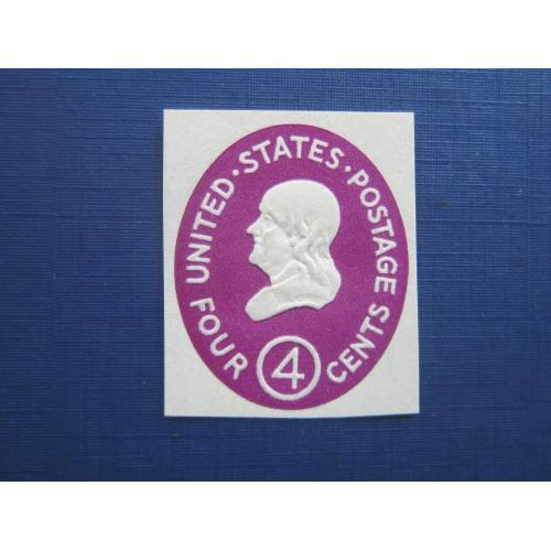 Марка США 1930-1950 стандарт Вашингтон 4 цента тиснение вырезка из конверта MNH нечастая