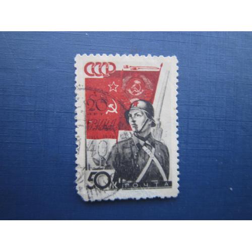 Марка СССР 1938 20 лет Армии и Флота артиллерист 50 коп гаш