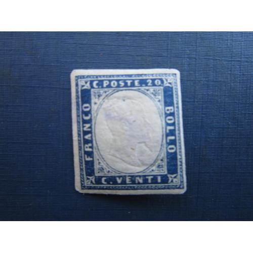 Марка Італія 1862 стандарт король 20 чентезімі без зубців MNH по фото КЦ 12 $