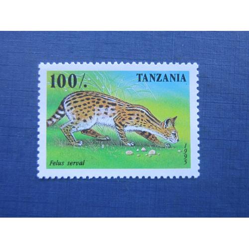 Марка Танзания 1995 фауна дикая кошка сервал MNH