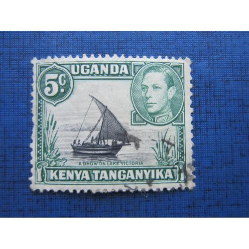 Марка Уганда-Кения-Танганика Британская колония 1938 корабль лодка парусник гаш