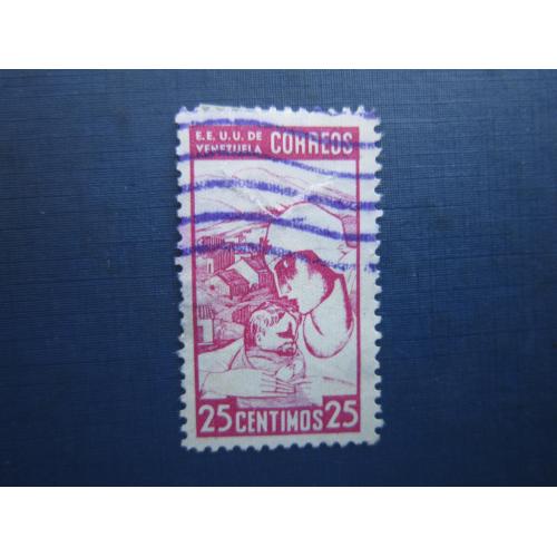 Марка Венесуэла 1937 материнство детство медицина 25 сентимо гаш