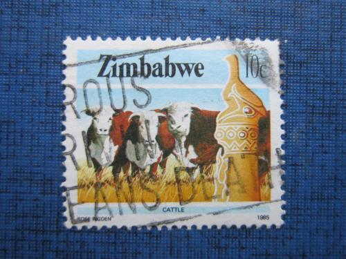 Марка Зимбабве 1985 фауна корова бык гаш