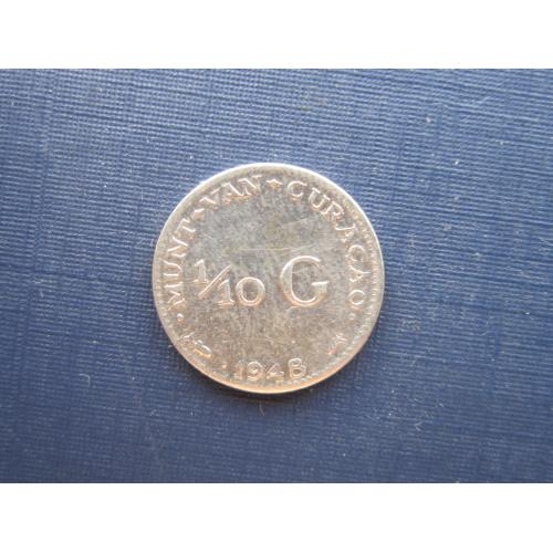 Монета 1/10 гульдена Кюрасао Нидерландское 1948 серебро