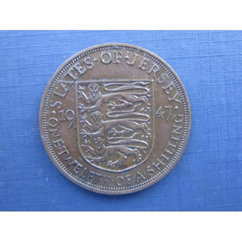 Монета 1/12 шиллинга (1 пенни) Джерси Великобритания 1947 состояние