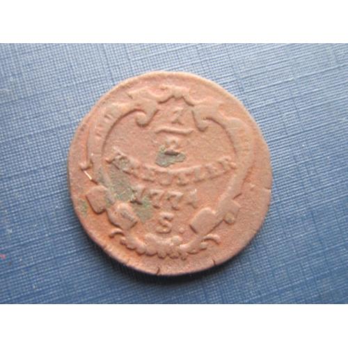 Монета 1/2 крейцера Австрия 1774 S Иосиф
