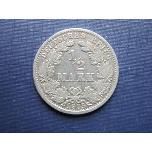 Монета 1/2 марки Германия империя 1905 F серебро