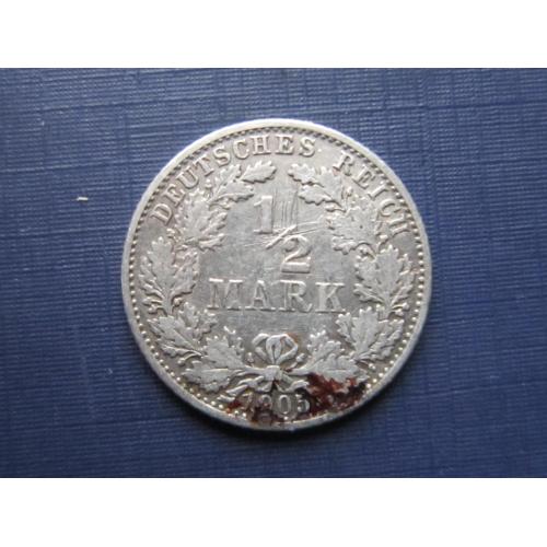 Монета 1/2 марки Германия империя 1905 G серебро