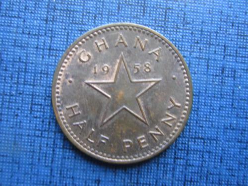 Монета 1/2 пенни Гана 1958 портретная не частая